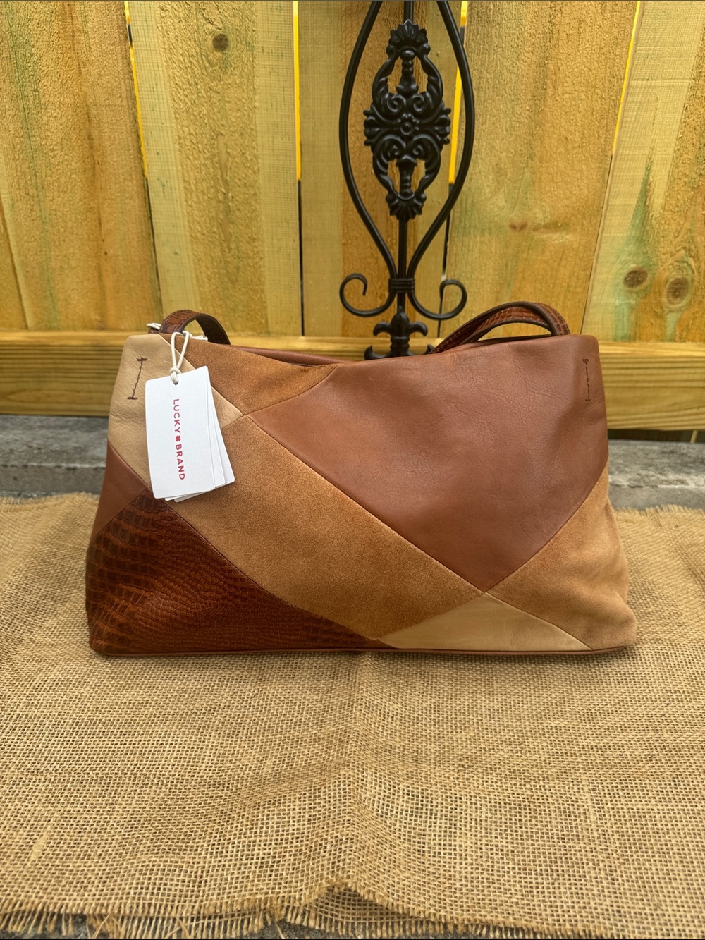 Lucky Brand Multi-Tone Brown Patchwork Leather Shoulder Bag